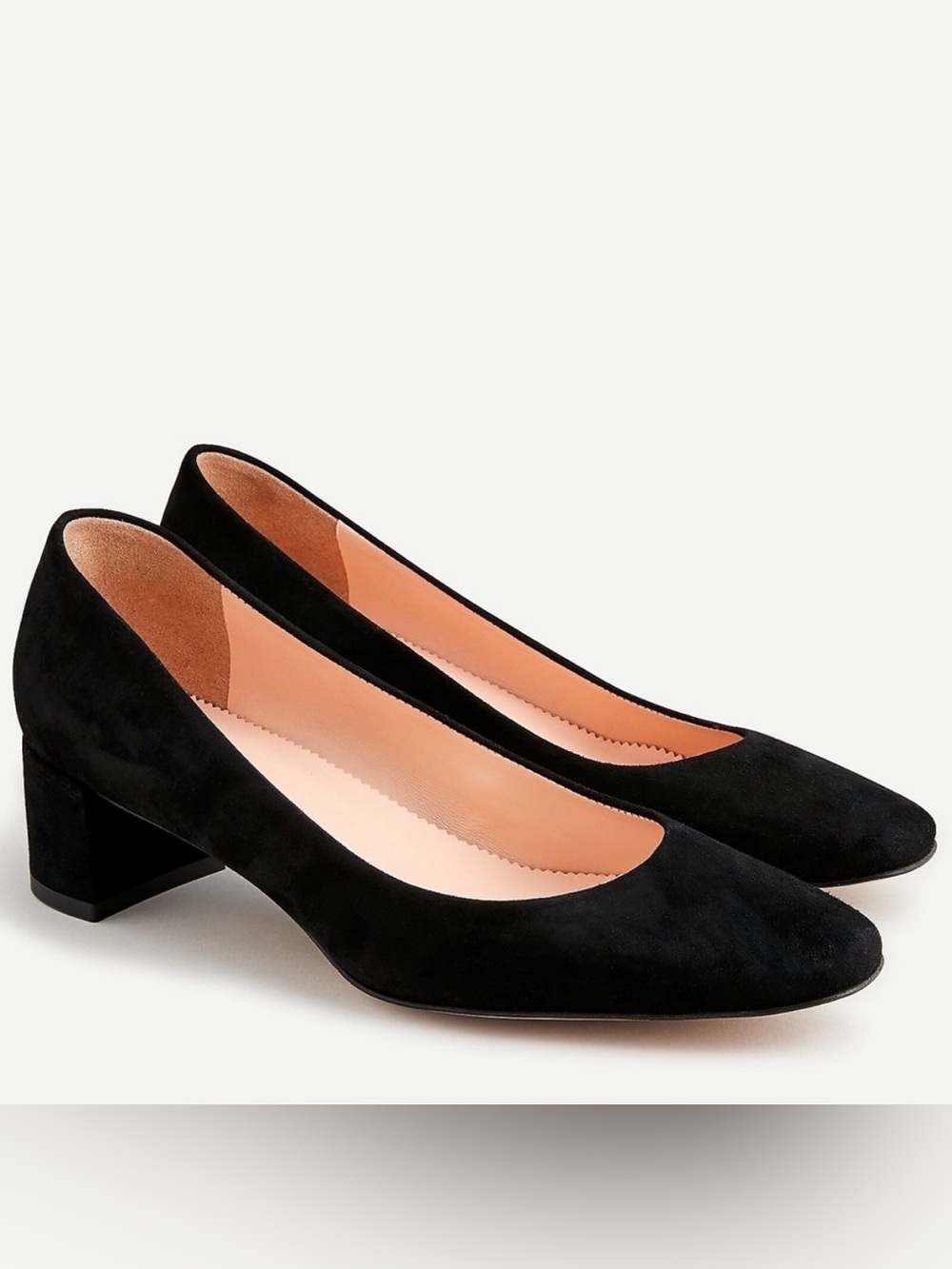J.Crew Black Suede Block Heel Pumps Classic Quiet Luxury Heels 6.5